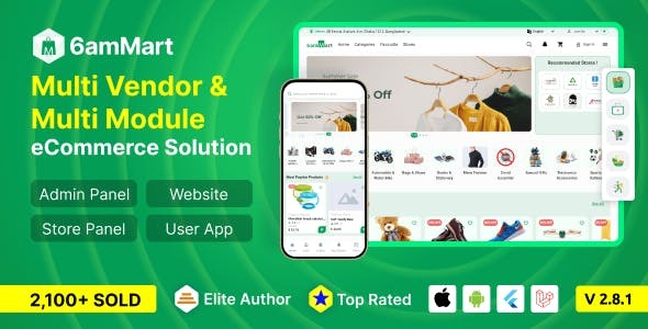 6amMart Multivendor Food Grocery eCommerce Parcel Pharmacy delivery app with Admin Website