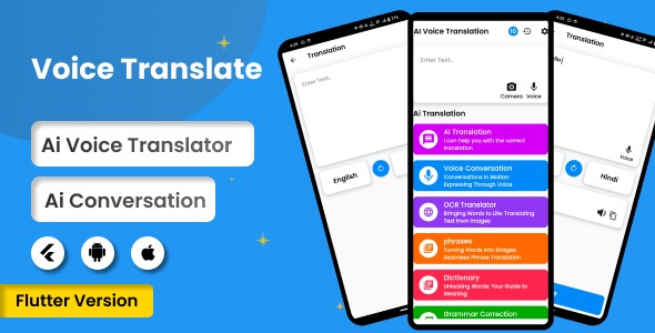 AI Voice Translator Flutter AndroidiOS Full Application Premium Plan