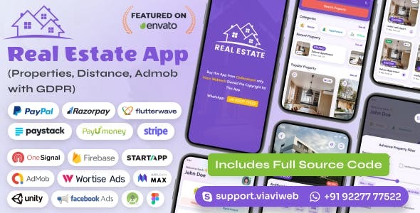 Android Real Estate App Properties Distance Admob with GDPR