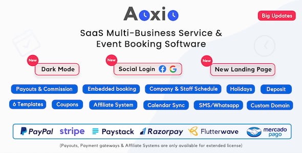 Aoxio SaaS Multi Business Service Event Booking Software