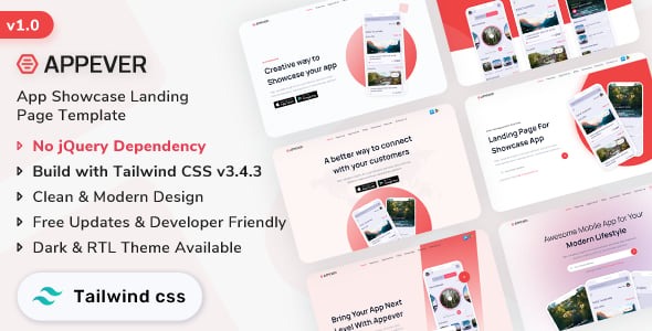 Appever App Landing Template Tailwind CSS