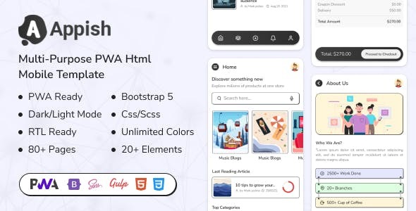 Appish Multipurpose PWA HTML template