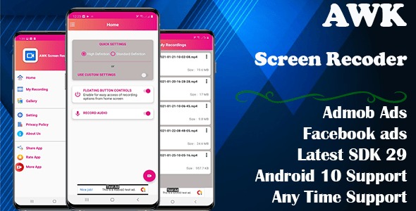 AWK Screen Recorder with Audio Supported android 14 and SDK 34