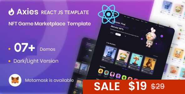 Axies NFT Marketplace React Js Template