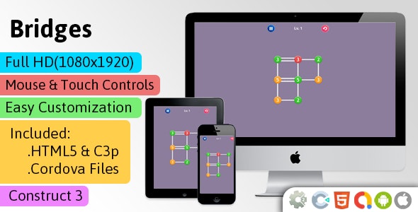 Bridges HTML5 Game Construct 3 C3p Puzzle Game