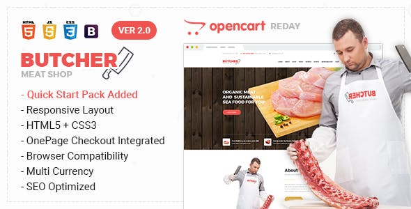 Butcher Meat Shop eCommerce OpenCart Theme