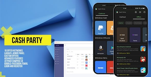 Cash Party and Rewards 16 Offer Ad Networks and Laravel Admin Panel