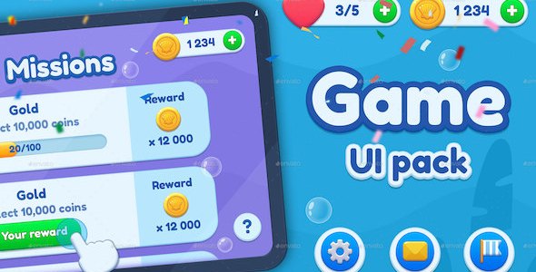 Casual GUI Mobile Game UI Pack