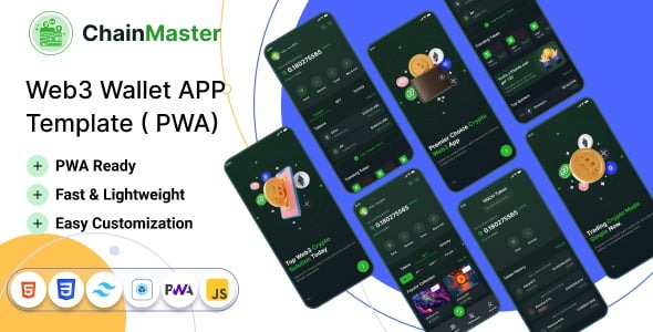 ChainMaster Web3 Wallet App Template Tailwind CSS PWA