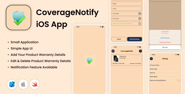 CoverageNotify iOS App Warranty Expire Reminder Warranty Notification Coverage Reminder