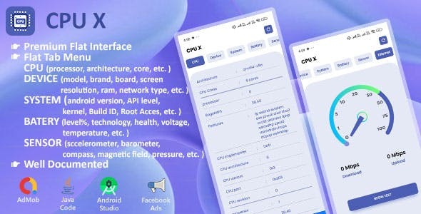CPU X Info provider for CPU Device System Live Battery Sensor with Internet Speed meter