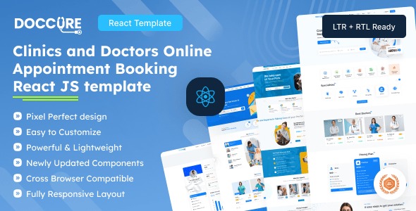 Doccure React Html Clinics and Doctors Online Appointment Booking React Template