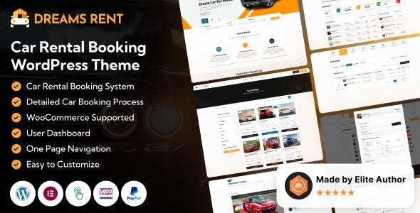 Dreams Rent Car Rental Booking Management WordPress Theme