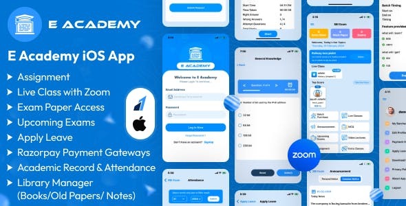 E Academy Online Classes Institute Tuition And Course Management iOS App Admin Panel