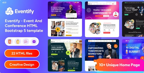 Eventify Event Conference HTML Bootstrap 5 template