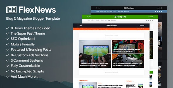 FlexNews Responsive Blog Magazine Blogger Template