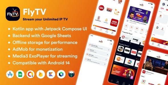 Fly TV Multi Channel IP TV Streaming App