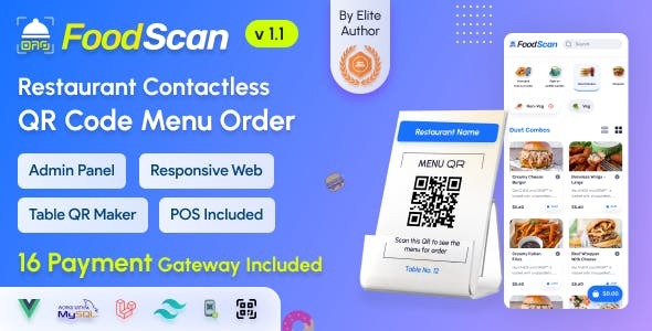 FoodScan Qr Code Restaurant Menu Maker and Contactless Table Ordering System with Restaurant POS