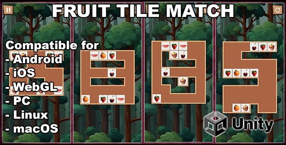 Fruit Tile Match Unity Puzzle Game For Android iOS WebGL. puzznic