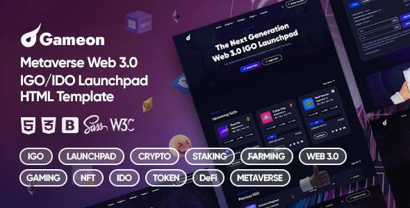 Gameon Metaverse IGO Launchpad HTML Template