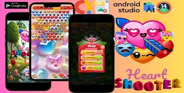 Heart Shooter Game Android Studio Project with AdMob Ads