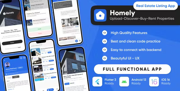 Homely A complete real estate app Directory Listing Buy Sell Rent FlutterLaravel