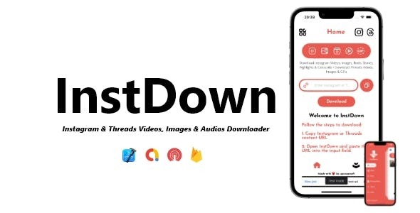 InstDown Instagram Threads Videos Images Downloader ADMOB FAN APPLOVIN FIREBASE ONESIGNAL