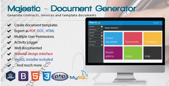 Majestic Create documents from templates. Easily generate contracts and invoices