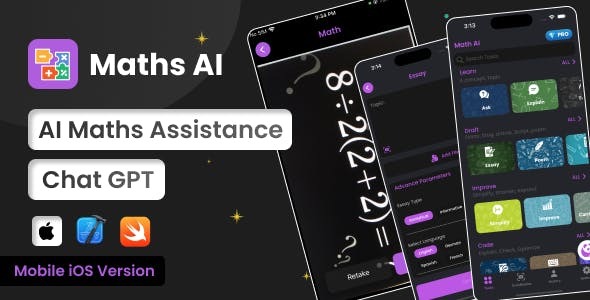 Math AI ChatGPT AI Maths Assistance iOS Full Application Swift ADMOB Subscription Plan