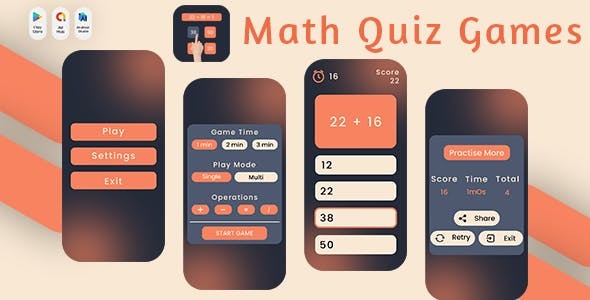 Math Quiz Game Brain Training Game Math for Kids Math Games Math Workout Simple Math Class