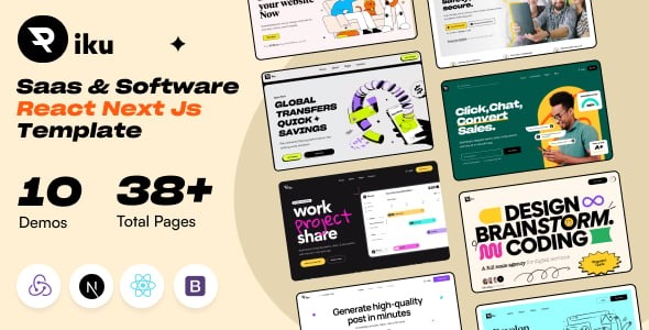 Piku Creative Saas Software React Next js Template