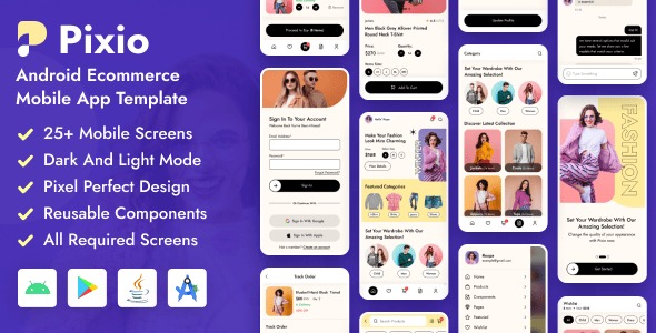 Pixio Fashion eCommerce Android Mobile App Template