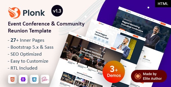 Plonk Event Conference Community Reunion Bootstrap 5 Template