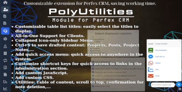 PolyUtilities for Perfex CRM Quick Access Menu Custom JS CSS and More