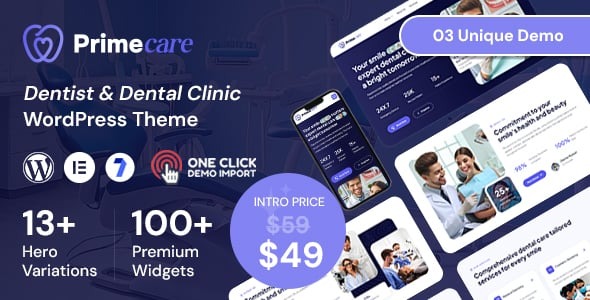 Primecare Dentist Dental Clinic WordPress Theme