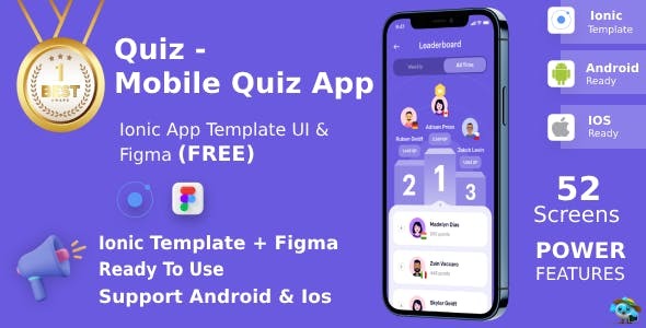 Quiz ANDROID IOS FIGMA FREE UI Kit Ionic Online Quiz Game