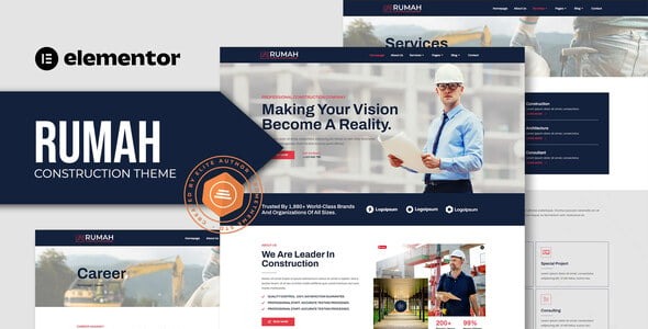 Rumah Construction Theme Elementor Template Kit