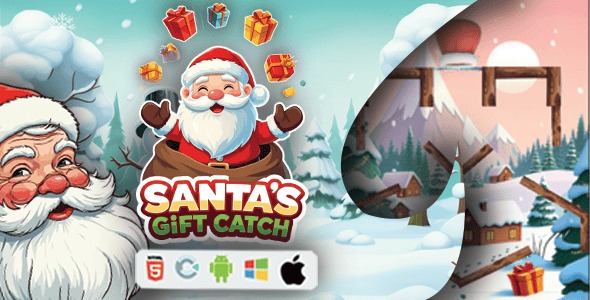 Santas Gift Catch Construct 3 Game HTML5 AdMob C3P