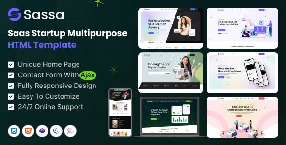 Sassa Sass Startup Multipurpose HTML Template