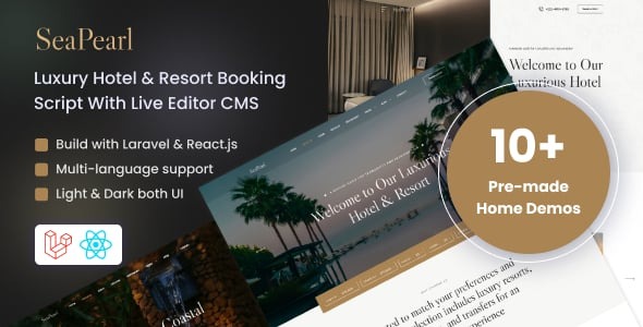 SeaPearl Luxury Hotel Resort Booking Script With Live Editor CMS