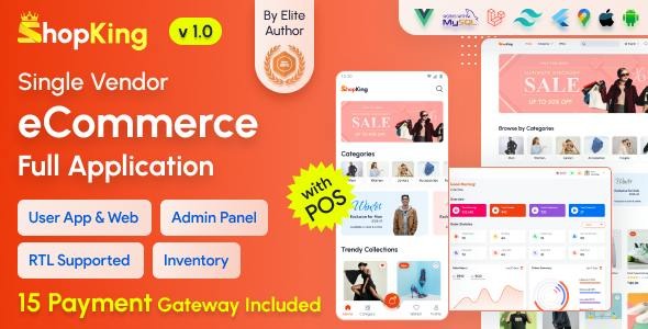 ShopKing eCommerce App with Laravel Website Admin Panel with POS Inventory Management