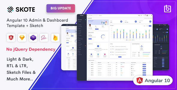 Skote Angular 10 Admin Dashboard Template Sketch