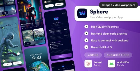 Sphere Live Wallpaper App Android Wallpaper app with admin panel Laravel