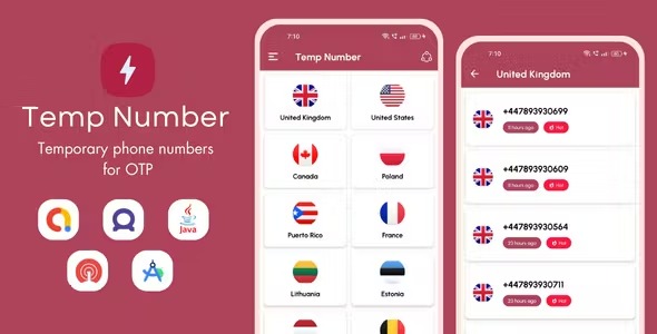 Temp Number Temporary Phone Numbers App with AdMob Ads