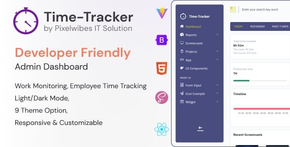 Timetracker Time Tracking Management React Admin Template