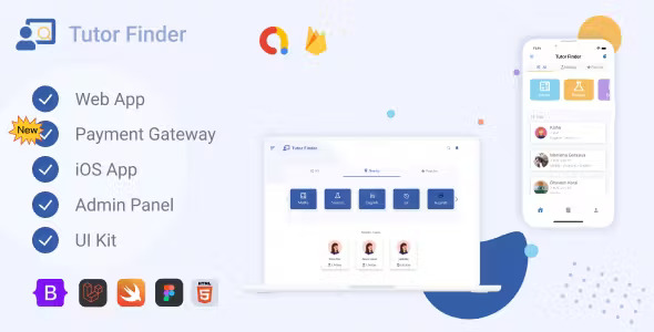 Tutor Finder iOS Web Admin Panel UI