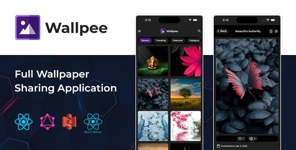 Wallpee Full React native wallpaper app with backend Graphql API