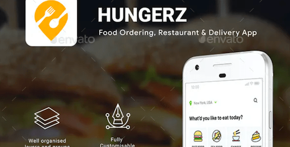 6 in 1 multi Restaurant Food Delivery App UI Kit Hungerz