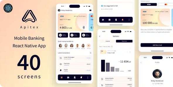 Apitex React Native Mobile Banking App CLI 0.71.6