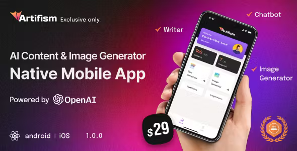 Artifism OpenAI ChatGPT Content Image Generator Mobile App 1 1